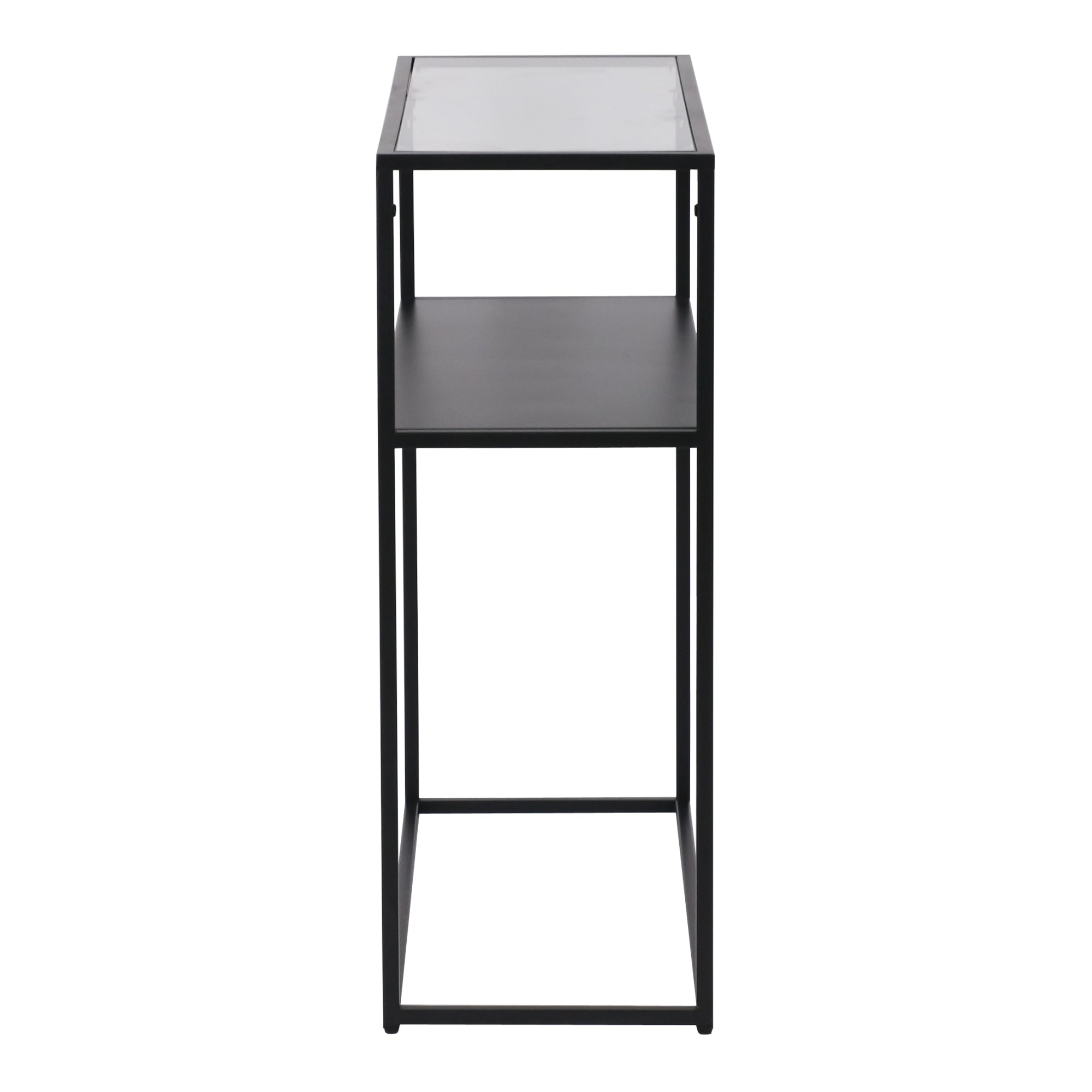 Tavolo a Consolle Kuhmo in Metallo 80 x 80 x 30 cm 2 Piani di Appoggio Vetro / Nero [en.casa]