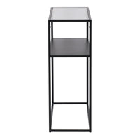 Tavolo a Consolle Kuhmo in Metallo 80 x 80 x 30 cm 2 Piani di Appoggio Vetro / Nero [en.casa]