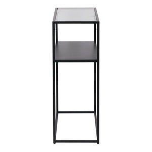 Tavolo a Consolle Kuhmo in Metallo 80 x 80 x 30 cm 2 Piani di Appoggio Vetro / Nero [en.casa]