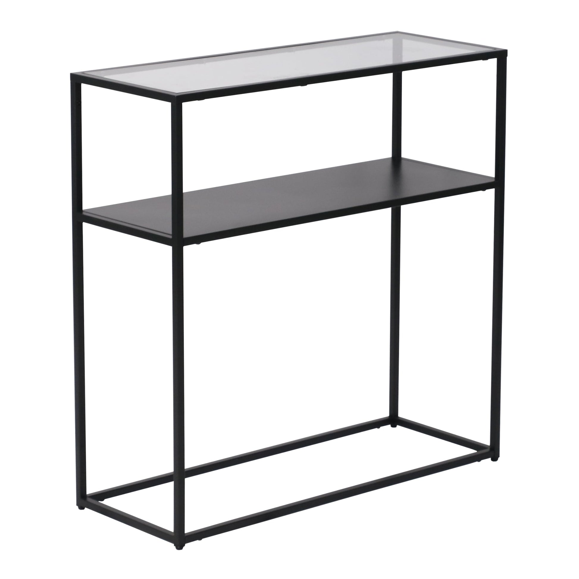Consolle Kuhmo metallo vetro temperato 80 x 80 x 30 cm trasparente nero 03_0008581