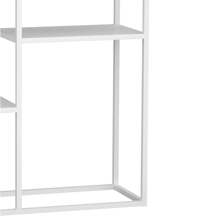 Tavolo a Consolle Strömstad Scaffale da Terra Espositore 80x80x26 cm Acciaio Bianco opaco [en.casa]