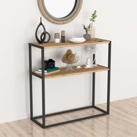 Tavolo a Consolle 'Hemsedal' Mobile da Ingresso con 2 Piani di Appoggio in Effetto Rovere [en.casa]