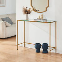 Tavolo a Consolle Kronoby da Ingresso 100 x 30 x 80 cm - Vetro Trasparente / Color Oro [en.casa]