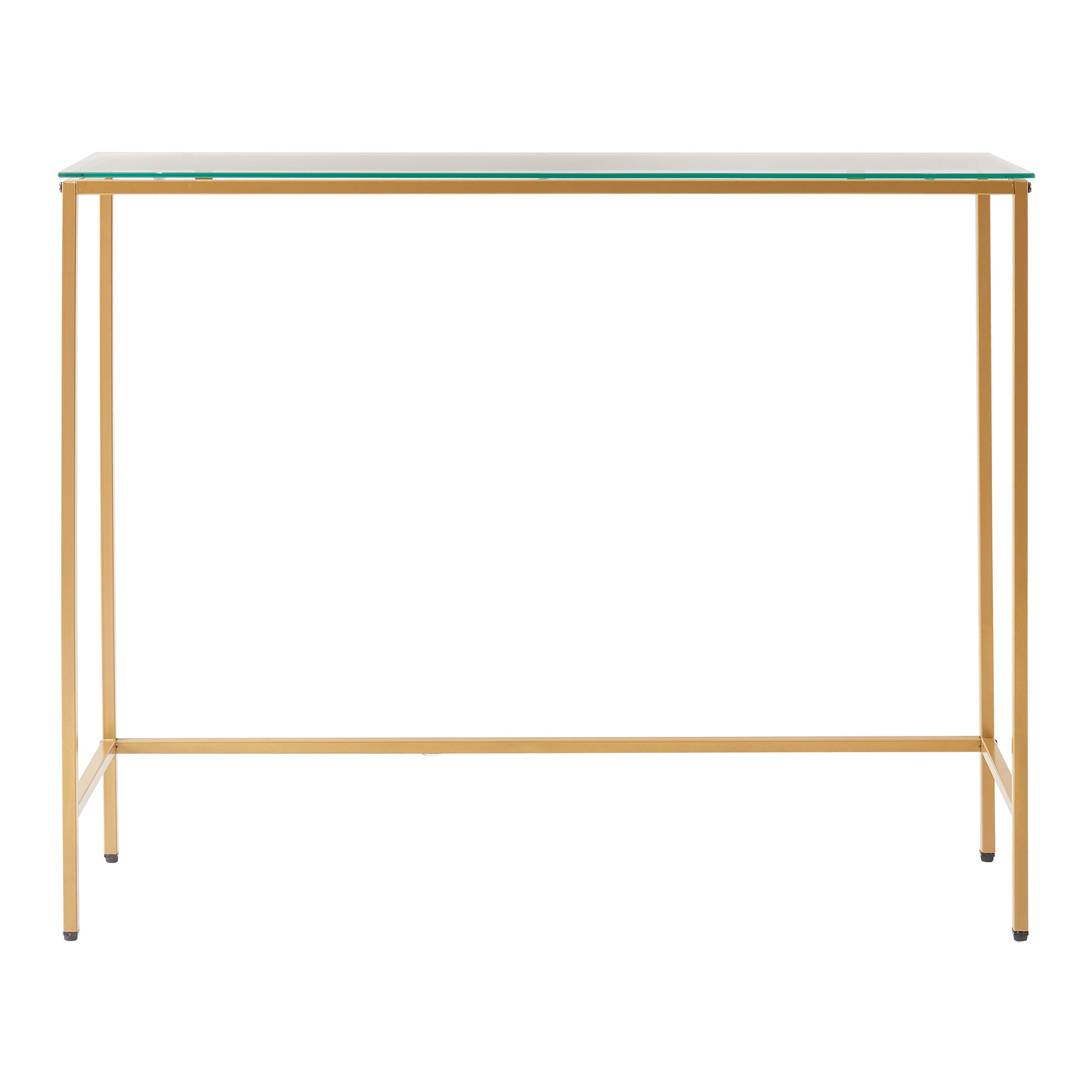 Tavolo a Consolle Kronoby da Ingresso 100 x 30 x 80 cm - Vetro Trasparente / Color Oro [en.casa]