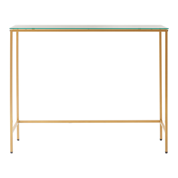 Tavolo a Consolle Kronoby da Ingresso 100 x 30 x 80 cm - Vetro Trasparente / Color Oro [en.casa]