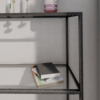 Tavolo a Consolle Konnevesi in Metallo Nero con 2 Piani in Vetro Temperato 85 x 80 x 30 cm [en.casa]