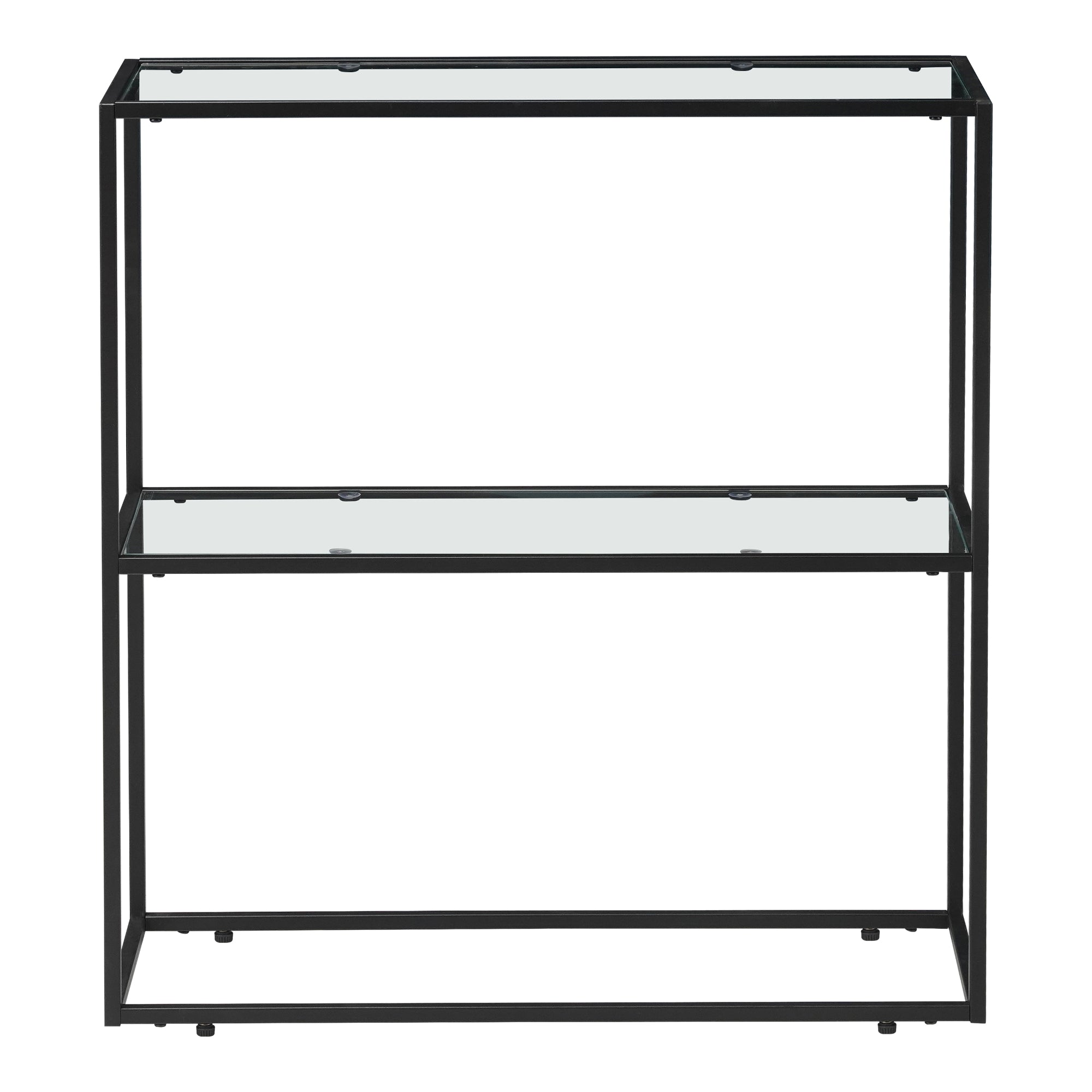 Tavolo a Consolle Konnevesi in Metallo Nero con 2 Piani in Vetro Temperato 85 x 80 x 30 cm [en.casa]