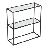 Tavolo a Consolle Konnevesi in Metallo Nero con 2 Piani in Vetro Temperato 85 x 80 x 30 cm [en.casa]