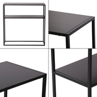 Tavolo a Consolle Kuhmo in Metallo 80 x 80 x 30 cm 2 Piani di Appoggio Nero [en.casa]