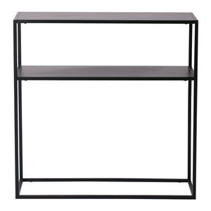 Tavolo a Consolle Kuhmo in Metallo 80 x 80 x 30 cm 2 Piani di Appoggio Nero [en.casa]