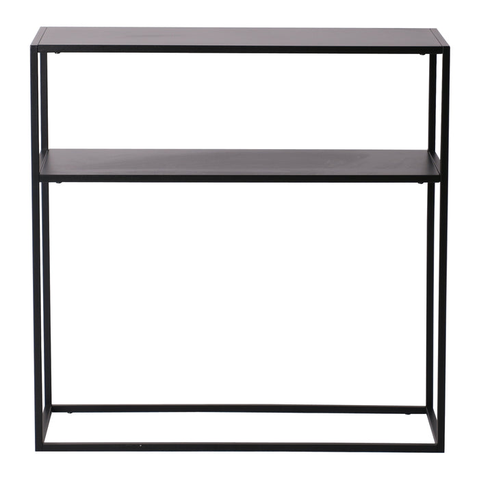 Tavolo a Consolle Kuhmo in Metallo 80 x 80 x 30 cm 2 Piani di Appoggio Nero [en.casa]