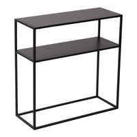 Tavolo a Consolle Kuhmo in Metallo 80 x 80 x 30 cm 2 Piani di Appoggio Nero [en.casa]