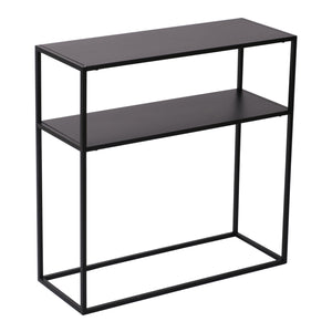 Tavolo a Consolle Kuhmo in Metallo 80 x 80 x 30 cm 2 Piani di Appoggio Nero [en.casa]