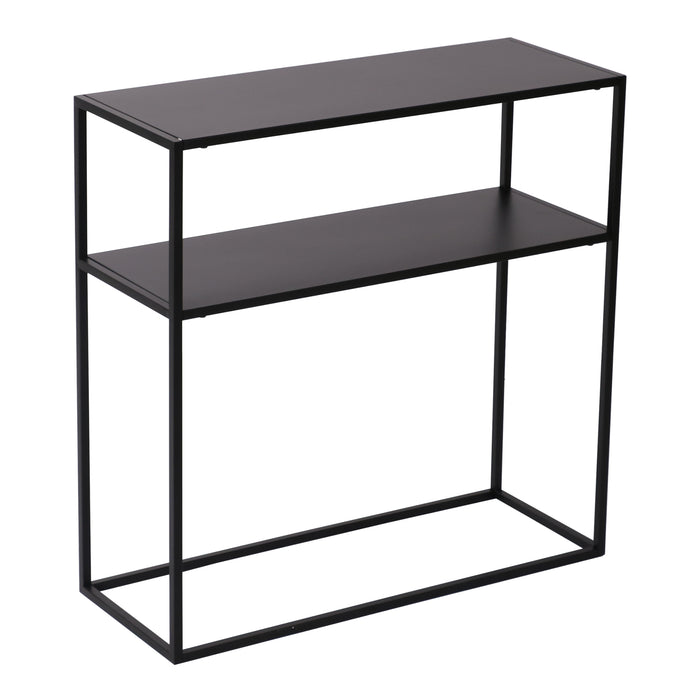 Tavolo a Consolle Kuhmo in Metallo 80 x 80 x 30 cm 2 Piani di Appoggio Nero [en.casa]