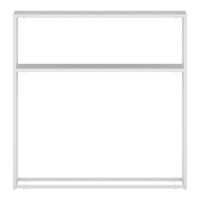 Tavolo a Consolle Kuhmo in Metallo 80 x 80 x 30 cm 2 Piani di Appoggio Bianco [en.casa]