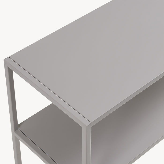 Tavolo a Consolle Kuhmo in Metallo 80 x 80 x 30 cm 2 Piani di Appoggio Grigio Chiaro [en.casa]
