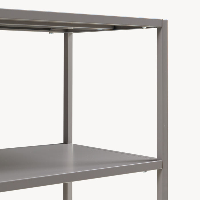 Tavolo a Consolle Kuhmo in Metallo 80 x 80 x 30 cm 2 Piani di Appoggio Grigio Chiaro [en.casa]