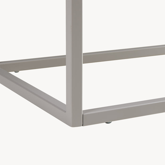 Tavolo a Consolle Kuhmo in Metallo 80 x 80 x 30 cm 2 Piani di Appoggio Grigio Chiaro [en.casa]