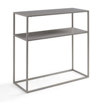 Tavolo a Consolle Kuhmo in Metallo 80 x 80 x 30 cm 2 Piani di Appoggio Grigio Chiaro [en.casa]