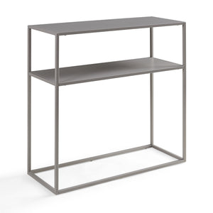 Tavolo a Consolle Kuhmo in Metallo 80 x 80 x 30 cm 2 Piani di Appoggio Grigio Chiaro [en.casa]