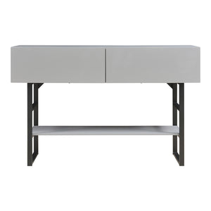Tavolo Consolle Varberg con Cassetti e Ripiano 75 x 120 x 30 cm - Grigio Chiaro [en.casa]