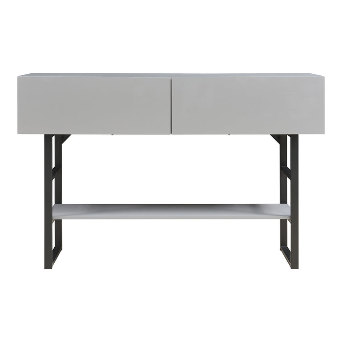 Tavolo Consolle Varberg con Cassetti e Ripiano 75 x 120 x 30 cm - Grigio Chiaro [en.casa]