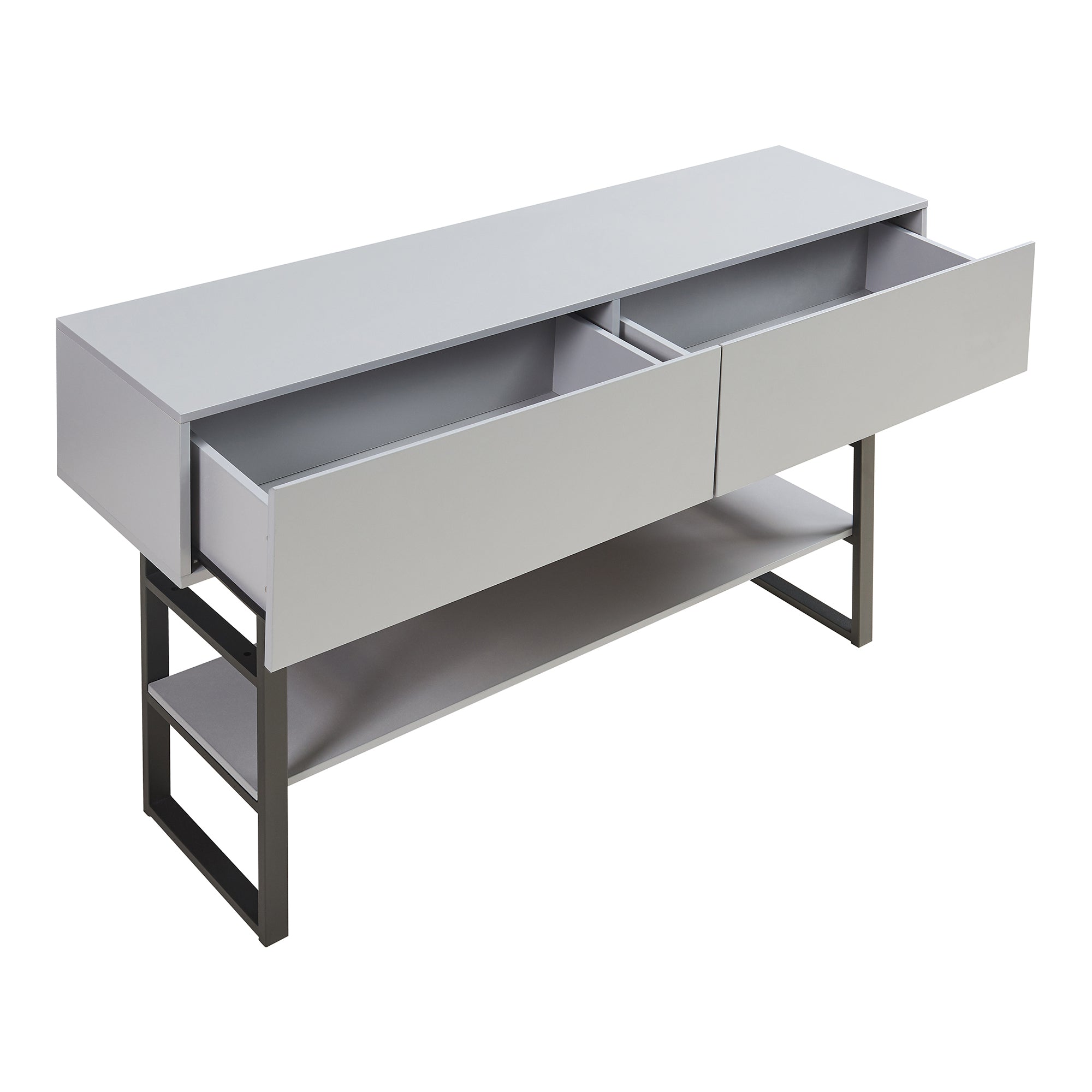 Tavolo Consolle Varberg con Cassetti e Ripiano 75 x 120 x 30 cm - Grigio Chiaro [en.casa]