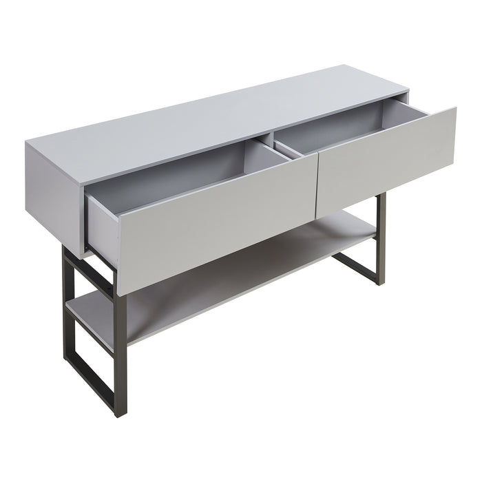 Tavolo Consolle Varberg con Cassetti e Ripiano 75 x 120 x 30 cm - Grigio Chiaro [en.casa]