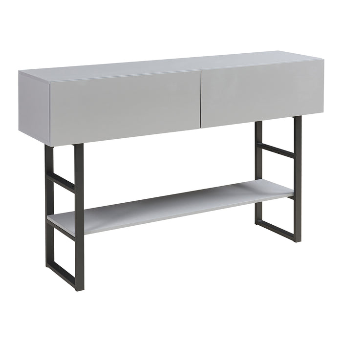 Tavolo Consolle Varberg con Cassetti e Ripiano 75 x 120 x 30 cm - Grigio Chiaro [en.casa]
