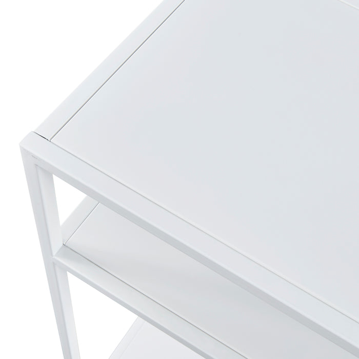 Tavolo a Consolle Kumlinge in Metallo con 3 Piani 85 x 55 x 30 cm Bianco [en.casa]