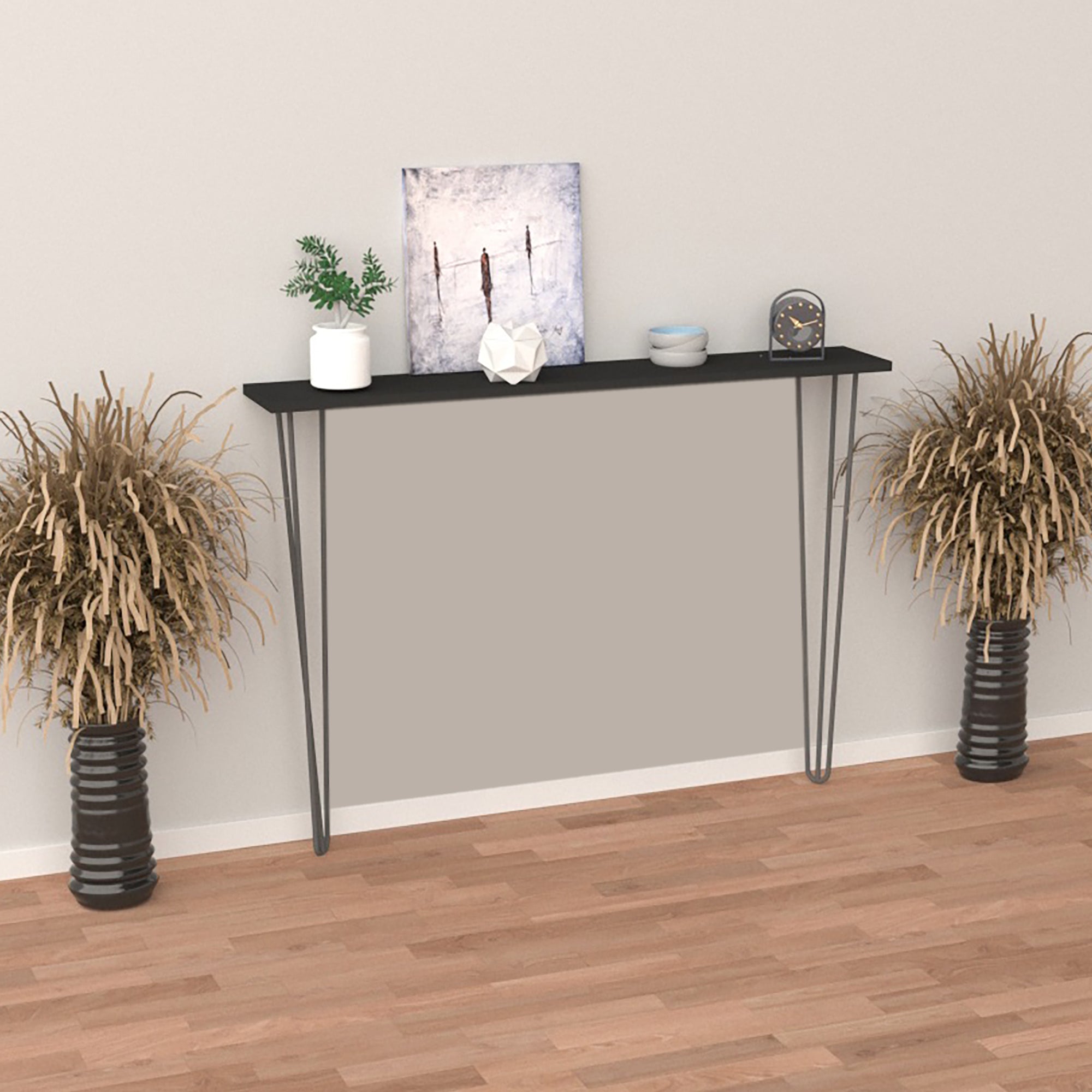 Consolle da Muro Kokemäki con Gambe a Forcina Nero 82 x 120 x 18 cm [en.casa]