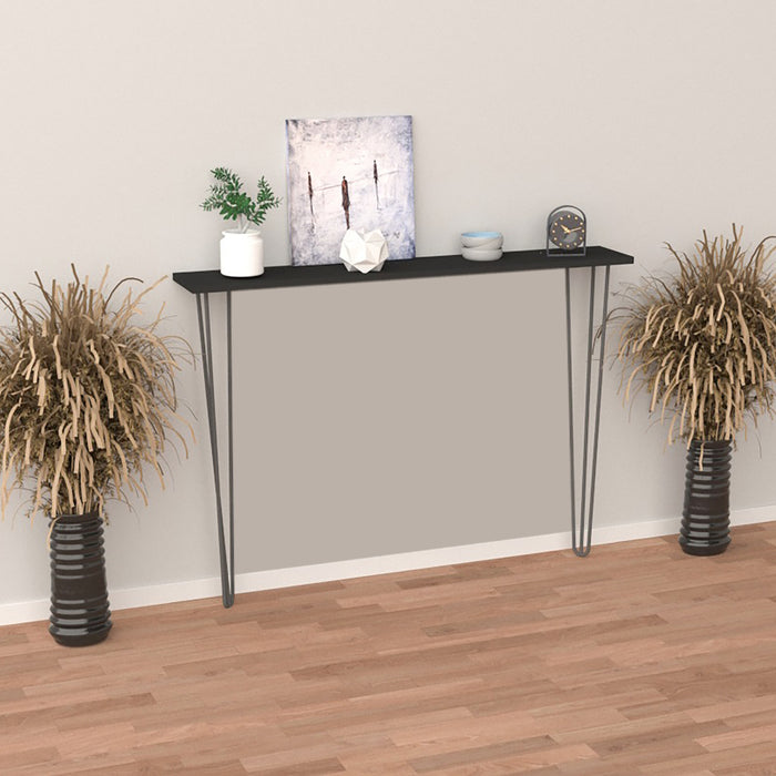 Consolle da Muro Kokemäki con Gambe a Forcina Nero 82 x 120 x 18 cm [en.casa]