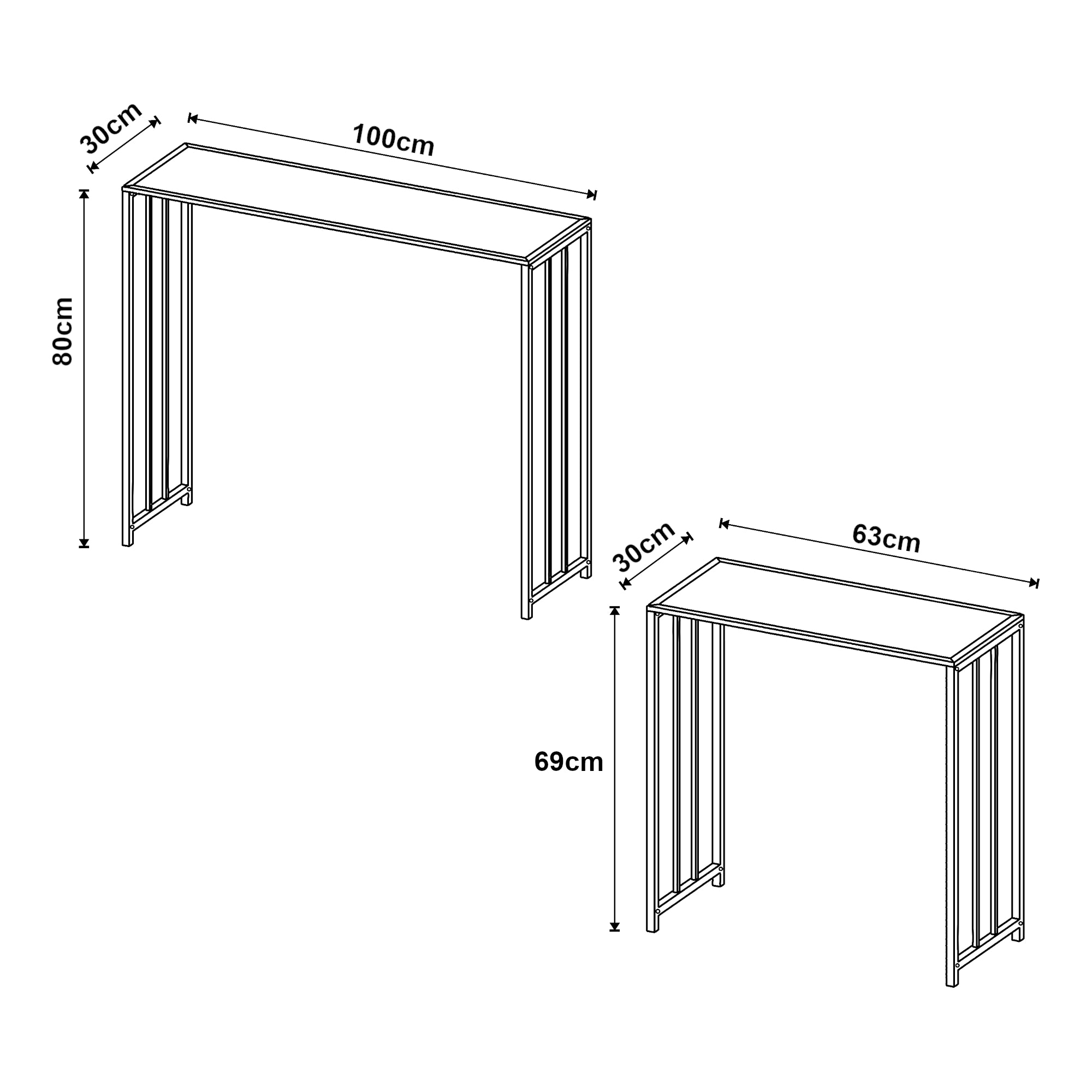 Set di 2 Tavoli a Consolle Ørsta in Misure Diverse - Nero [en.casa]
