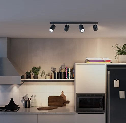 Kosipo faretto 4 luci nero in metallo attacco GU10 IP20