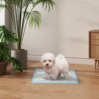 Set 100 Tappetini Igienici per Cani a 6 Strati in Tessuto non Tessuto, Carta e PE, 45x30 cm, Blu e Bianco