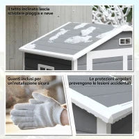 Casetta da Giardino con Finestra e Doppia Porta PP e Alluminio, 183x134x210 cm, Grigio