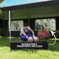 Gazebo 3x6 m per 12-18 Persone ad Altezza Regolabile con Fori di Drenaggio, in Metallo e Tessuto Oxford Grigio