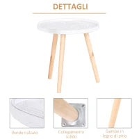 Tavolino da Salotto Rotondo con Bordo Rialzato in Legno, Φ40x40.5cm - Bianco e Oro