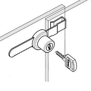 Serratura per vetrine scorrevoli mm.125 a cremagliera fissa