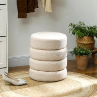 Pouf, rotondo, in peluche, telaio in metallo, fino a 120kg, Φ40x45H cm, Beige