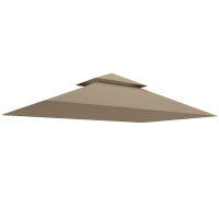 Copertura per Gazebo da Giardino per Barbecue 1.52x2.44 m a 2 Livelli in Poliestere 160gsm Cachi