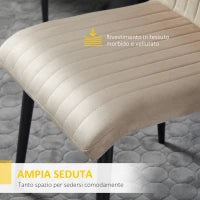 Set 2 Sedie da Cucina Imbottite con Gambe in Acciaio e Design Salvaspazio, 43x58x90 cm