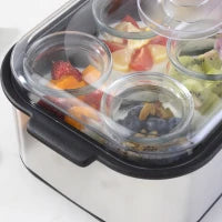 Yogurtiera Elettrica 25W con 8 Vasetti Inclusi, Timer 1-48 Ore e Temperatura Regolabile 20-50°C, 36x18.8x14cm, Argento