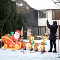 Babbo Natale Gonfiabile con Slitta e Renne da 2.4m con 6 Luci LED e Gonfiatore per Esterni e Interni