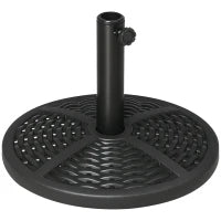 Base per Ombrellone da Giardino Rotonda Effetto Rattan Ø45cm Peso da 9.5kg, Nero