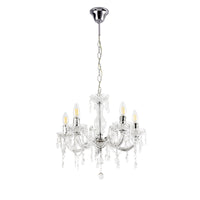 Lampadario a 5 Bracci con Cristalli Artificiali Lampada da Soffitto a 5 Fonti Luce Struttura Trasparente - lux.pro