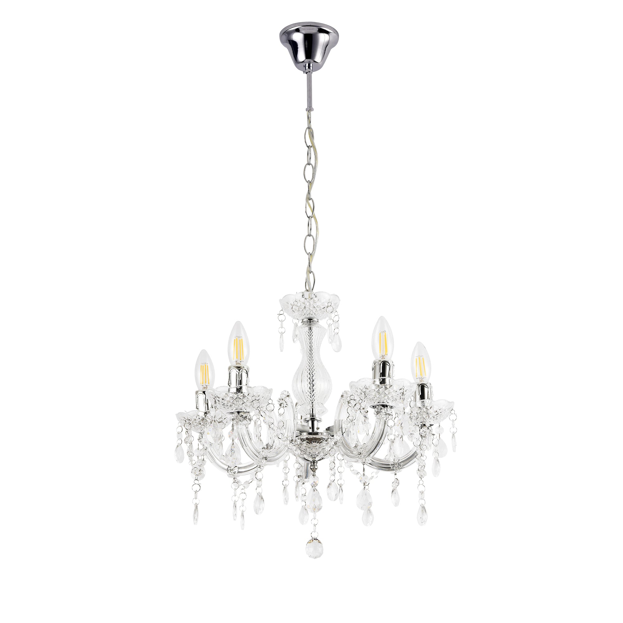 Lampadario a 5 Bracci con Cristalli Artificiali Lampada da Soffitto a 5 Fonti Luce Struttura Trasparente - lux.pro