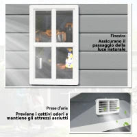 Casetta da Giardino con Finestra e Doppia Porta PP e Alluminio, 183x134x210 cm, Grigio