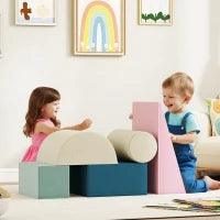 Set di 5 Costruzioni Morbide in Schiuma per Bambini con Fodere Estraibili, 61x40.6x60 cm, Multicolore