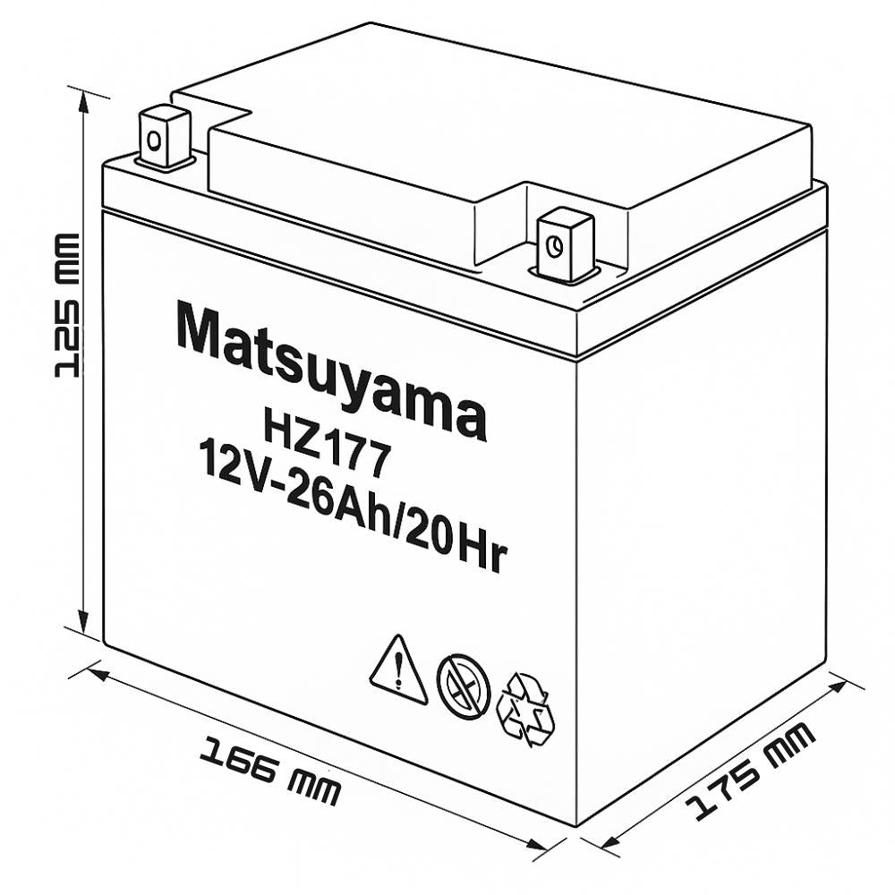 Batteria al piombo matsuyama 12v 26ah hz177 per prestazioni elevate